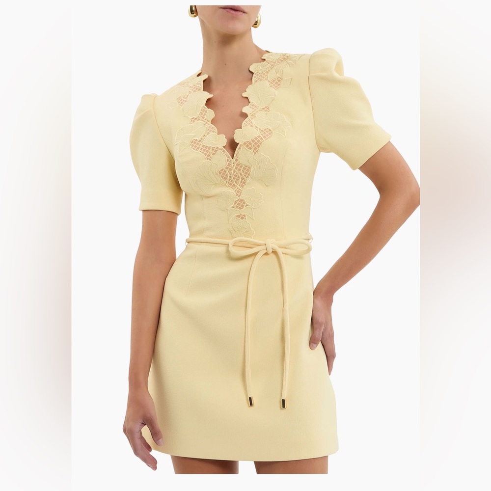 Rebecca Vallance - Lulu Lace-Trimmed Tie-Waist Minidress